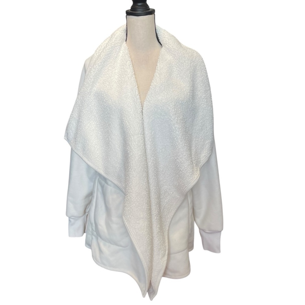 Abercrombie & Fitch Fleece Linen Open Front Cardigan‎ Sweater Jacket Women's L